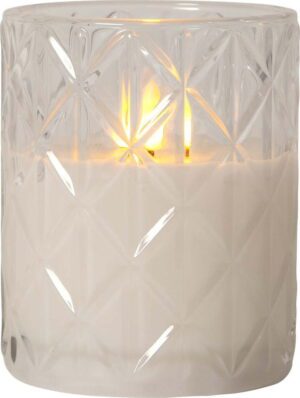 Bílá LED vosková svíčka ve skle Star Trading Flamme Romb