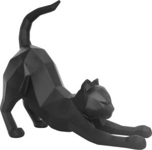 Matně černá soška PT LIVING Origami Stretching Cat