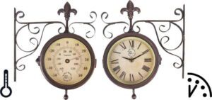 Venkovní nástěnné hodiny s teploměrem Esschert Design Rustic. Cvičení