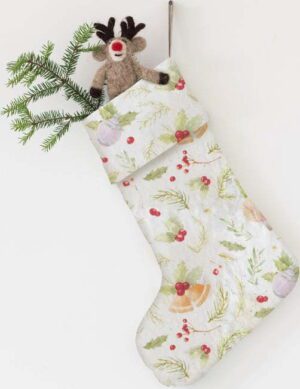 Vánoční lněná závěsná dekorace Linen Tales Merry. Cvičení
