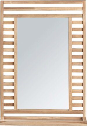 Nástěnné zrcadlo s poličkou s dřevěným rámem 50x70 cm Acina – Wenko. Cvičení