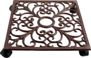 Kovový pojízdný podstavec pod květináč ø 28 cm – Esschert Design. Cvičení