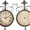 Venkovní nástěnné hodiny s teploměrem Esschert Design Rustic. Cvičení