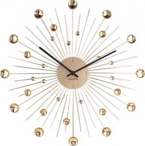 Nástěnné hodiny z krystalů zlaté barvy Karlsson Sunburst. Cvičení