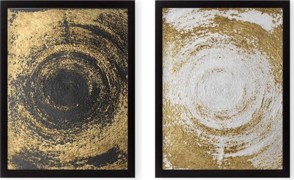 Sada 2 obrazů Tablo Center Circles Golden. Cvičení
