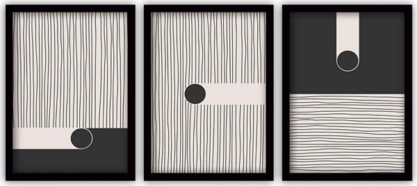 Sada 3 obrazů v černém rámu Vavien Artwork Black 35 x 45 cm. Cvičení