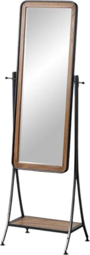 Stojací zrcadlo s poličkou s dřevěným rámem 62x174 cm – Ixia. Cvičení