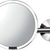 Nástěnné kosmetické zvětšovací zrcadlo s osvětlením (5x) ø 20 cm Sensor – simplehuman. Cvičení