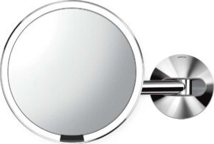 Nástěnné kosmetické zvětšovací zrcadlo s osvětlením (5x) ø 20 cm Sensor – simplehuman. Cvičení