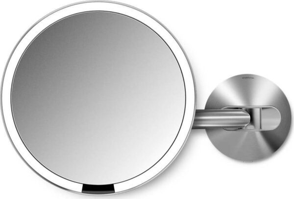 Nástěnné kosmetické zvětšovací zrcadlo s osvětlením (5x) ø 20 cm Sensor – simplehuman. Cvičení