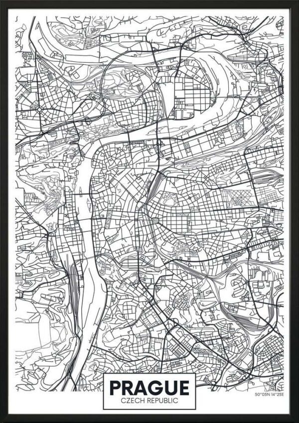 Obraz 50x70 cm Map Prague – DecoKing. Cvičení