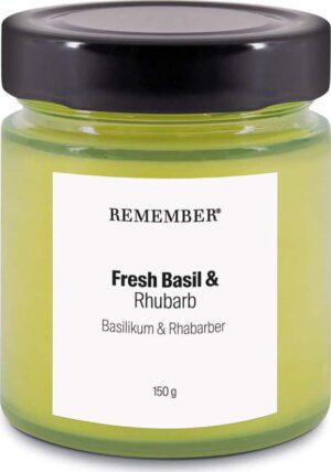 Vonná sojová svíčka doba hoření 35 h Fresh Basil & Rhubarb – Remember. Cvičení