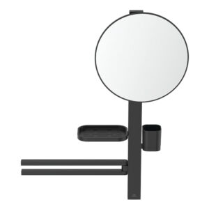 Nástěnné zrcadlo s poličkou a věšákem ø 33 cm ALU+ – Ideal Standard. Cvičení