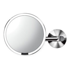 Nástěnné kosmetické zvětšovací zrcadlo s osvětlením (5x) ø 20 cm Sensor – simplehuman. Cvičení
