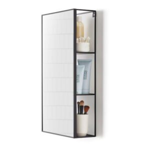 Nástěnné zrcadlo s poličkou 30x62 cm Cubiko – Umbra. Cvičení