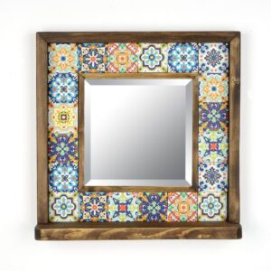 Nástěnné zrcadlo s poličkou s rámem z kamene 32.5x33 cm – Wallity. Cvičení