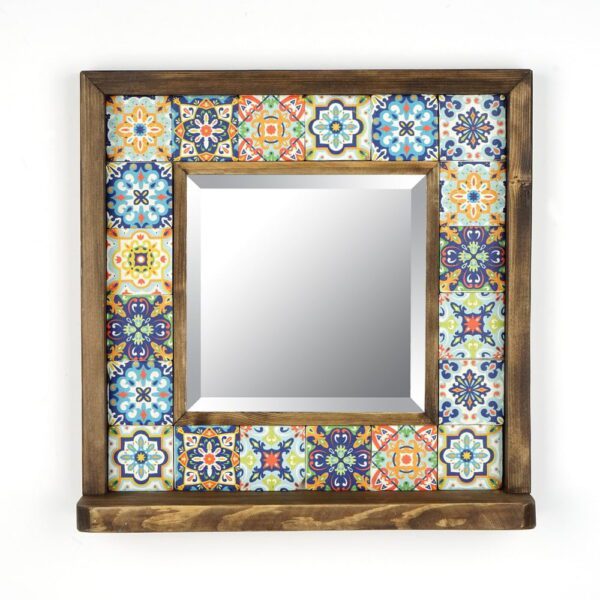 Nástěnné zrcadlo s poličkou s rámem z kamene 32.5x33 cm – Wallity. Cvičení