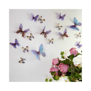 Sada 18 modrých adhezivních 3D samolepek Ambiance Butterflies. Cvičení