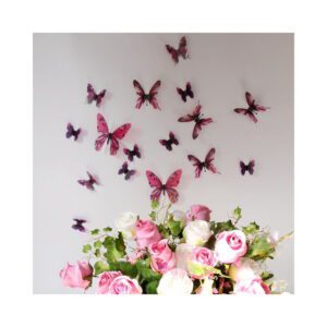 Sada 18 růžových adhezivních 3D samolepek Ambiance Butterflies. Cvičení