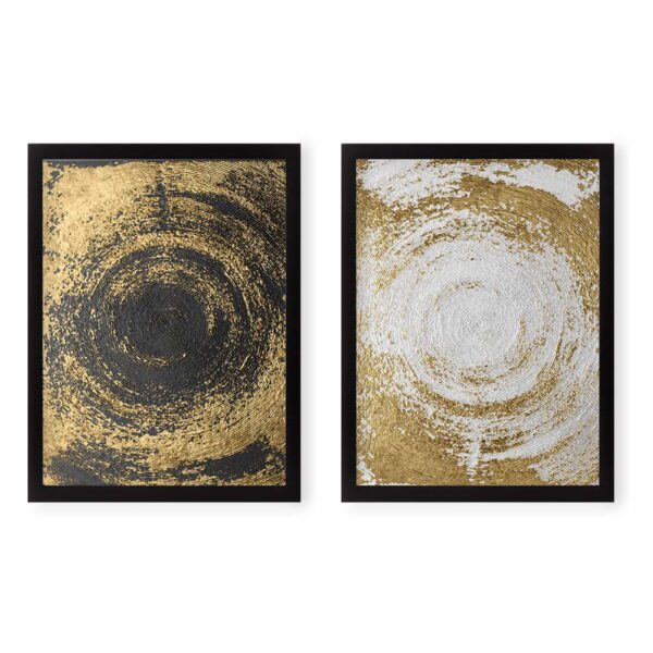 Sada 2 obrazů Tablo Center Circles Golden. Cvičení