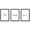 Obrazy v sadě 3 ks 24x29 cm Life Laugh Love – Vavien Artwork. Cvičení