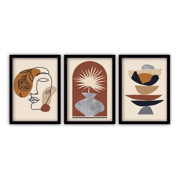 Sada 3 obrazů v černém rámu Vavien Artwork Modern