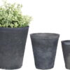 Set 3 šedých terakotových květináčů Esschert Design. Cvičení