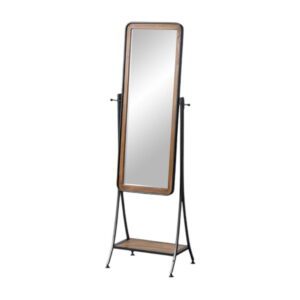 Stojací zrcadlo s poličkou s dřevěným rámem 62x174 cm – Ixia. Cvičení