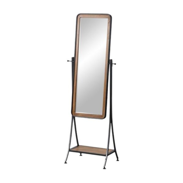 Stojací zrcadlo s poličkou s dřevěným rámem 62x174 cm – Ixia. Cvičení