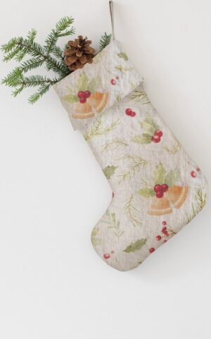 Látková vánoční punčocha Christmas Print Natural – Linen Tales. Cvičení